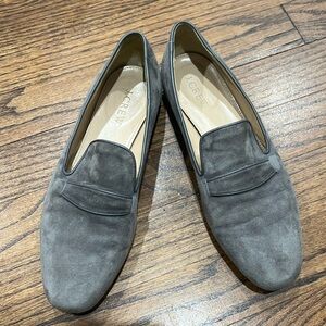 J. CREW GRAY SUEDE FLAT LOAFERS SZ 6.5 EUC